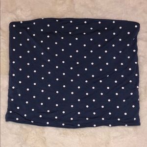 Reversible stripe/polka dot tube top
